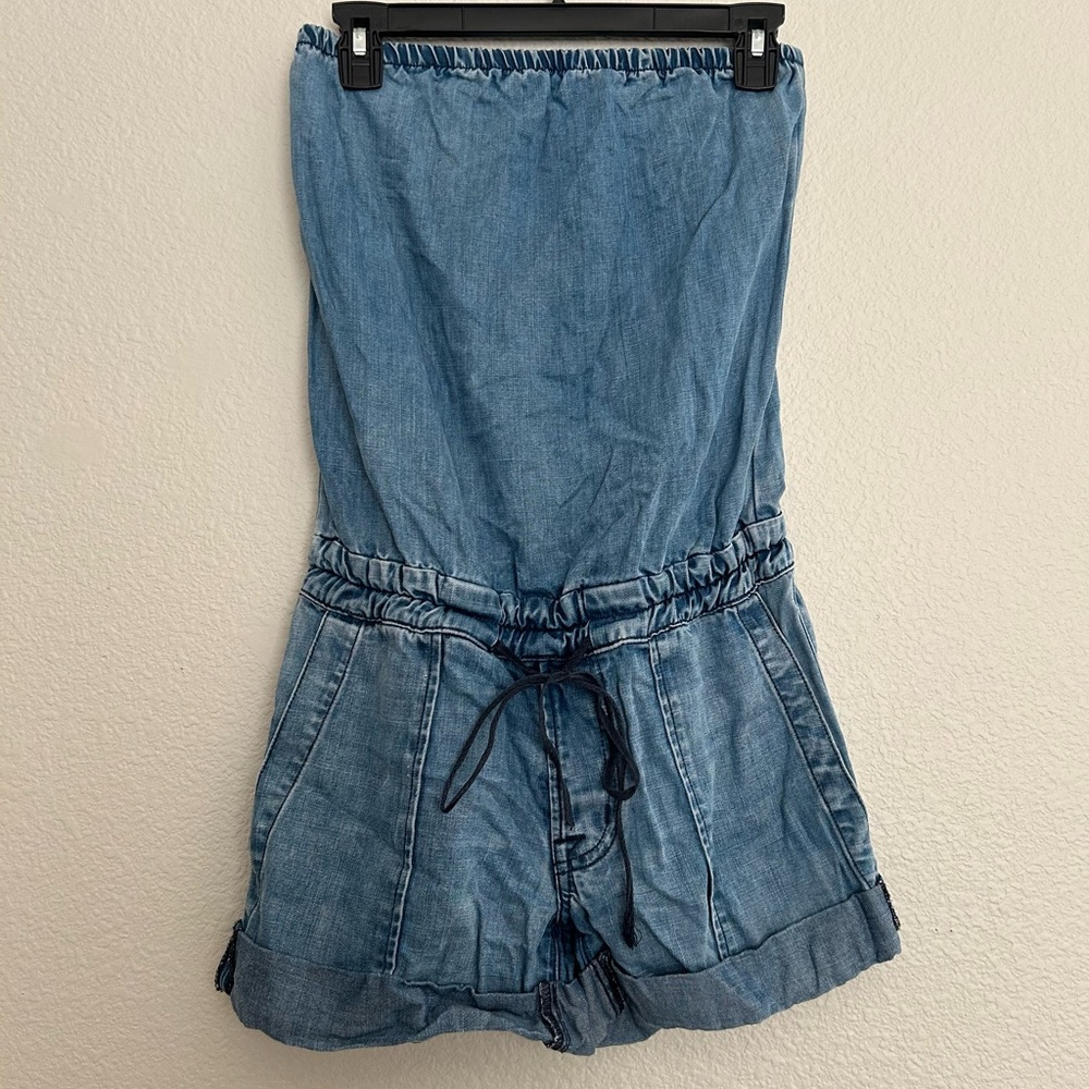 HUDSON‎ Denim Strapless Romper Shorts